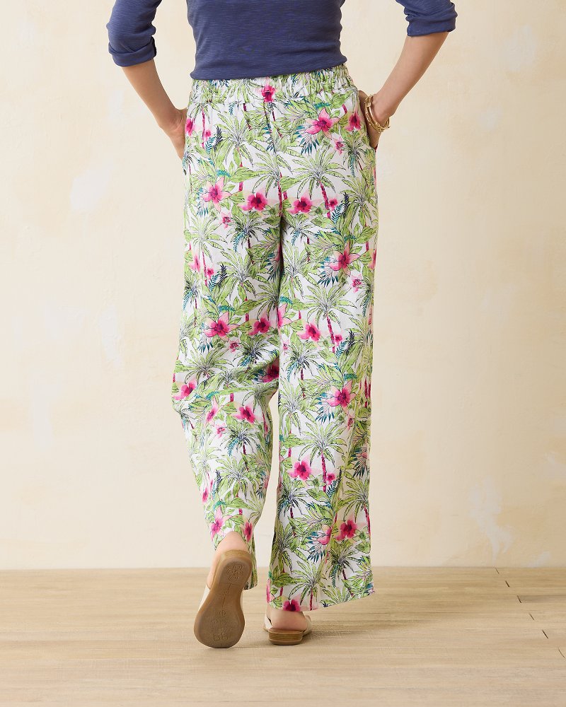Tommy Bahama | Two Palms Coastal Palms High-Rise Linen Easy Pants / White