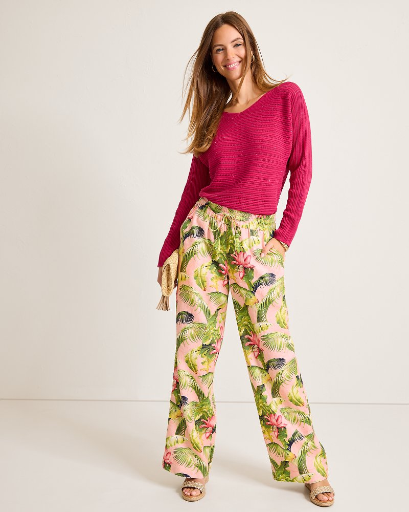 Tommy Bahama | Two Palms Frond Royal High-Rise Linen Easy Pants / Coral Haze