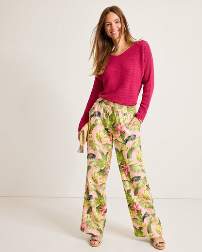 Tommy Bahama | Two Palms Frond Royal High-Rise Linen Easy Pants / Coral Haze