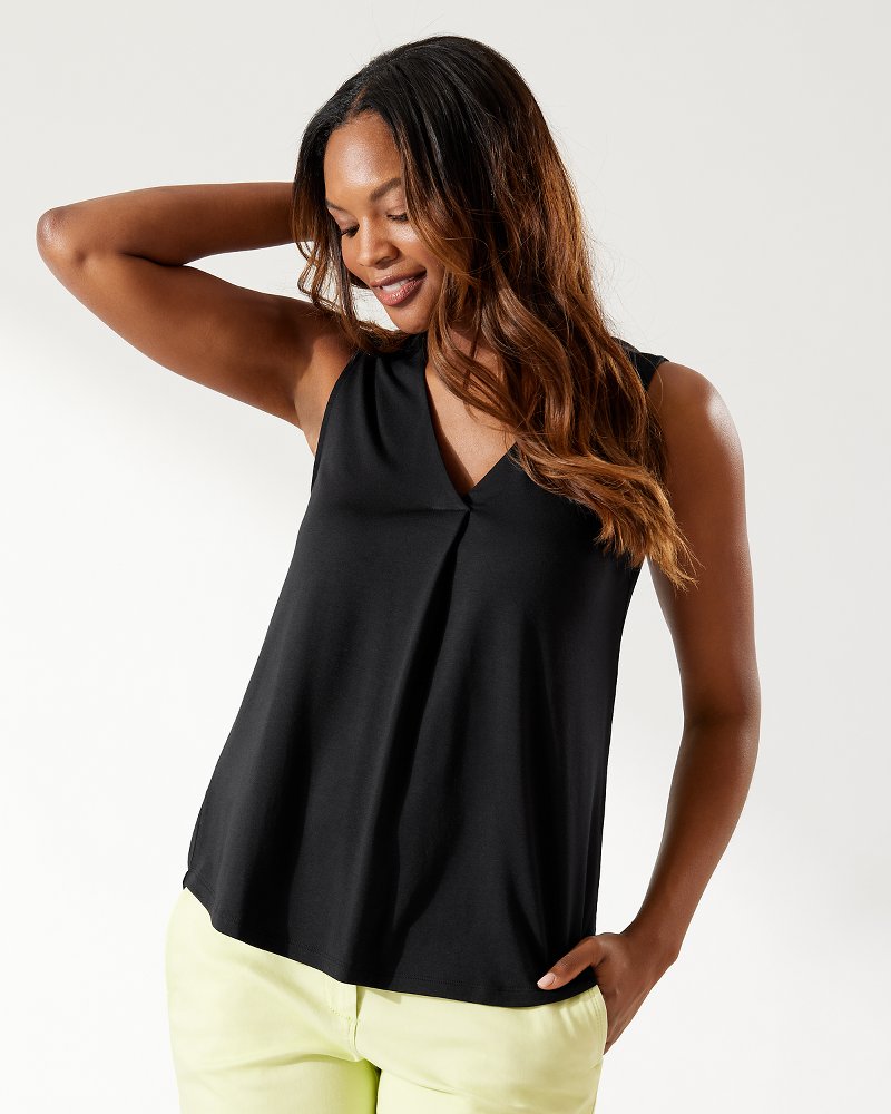Tommy Bahama | Kauai Box Pleat Tank Top / Black