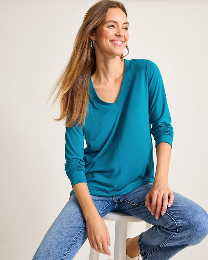 Tommy Bahama | Kauai Jersey Long-Sleeve V-Neck T-Shirt / Academy