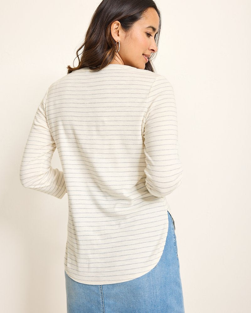 Tommy Bahama | Ashby Isles Metallic Stripe 3/4-Sleeve T-Shirt / Coconut