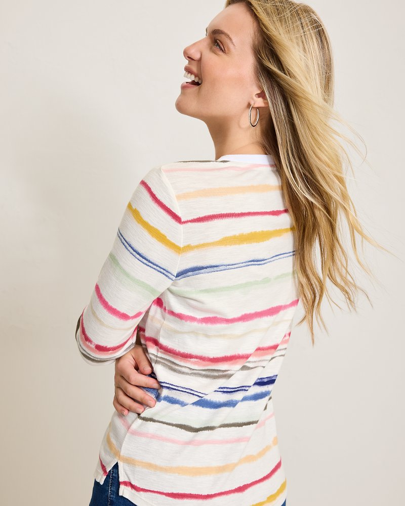 Tommy Bahama | Ashby Isles Sealight Stripe 3/4-Sleeve T-Shirt / Coconut