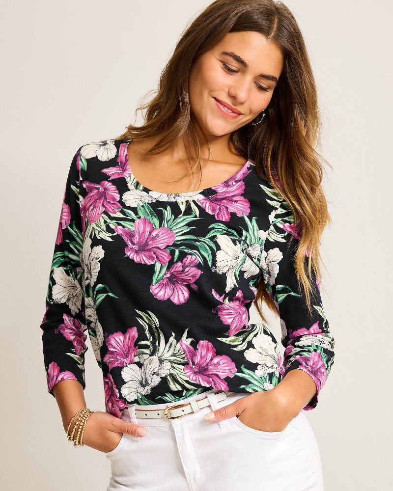 Tommy Bahama | Ashby Isles Villa Garden 3/4-Sleeve T-Shirt / Black