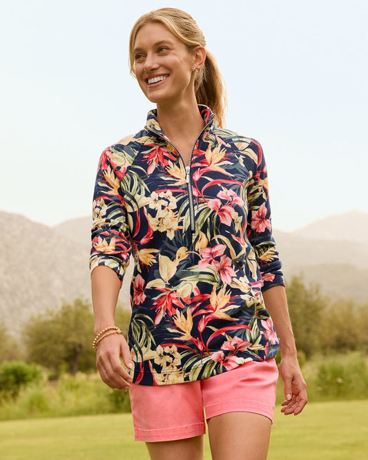 Tommy Bahama | Aruba Flora Amora Half-Zip Sweatshirt / Island Navy