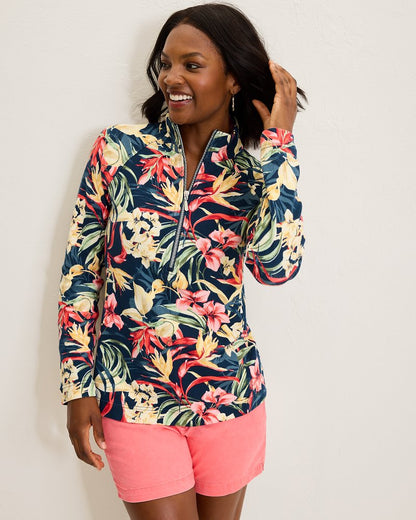 Tommy Bahama | Aruba Flora Amora Half-Zip Sweatshirt / Island Navy