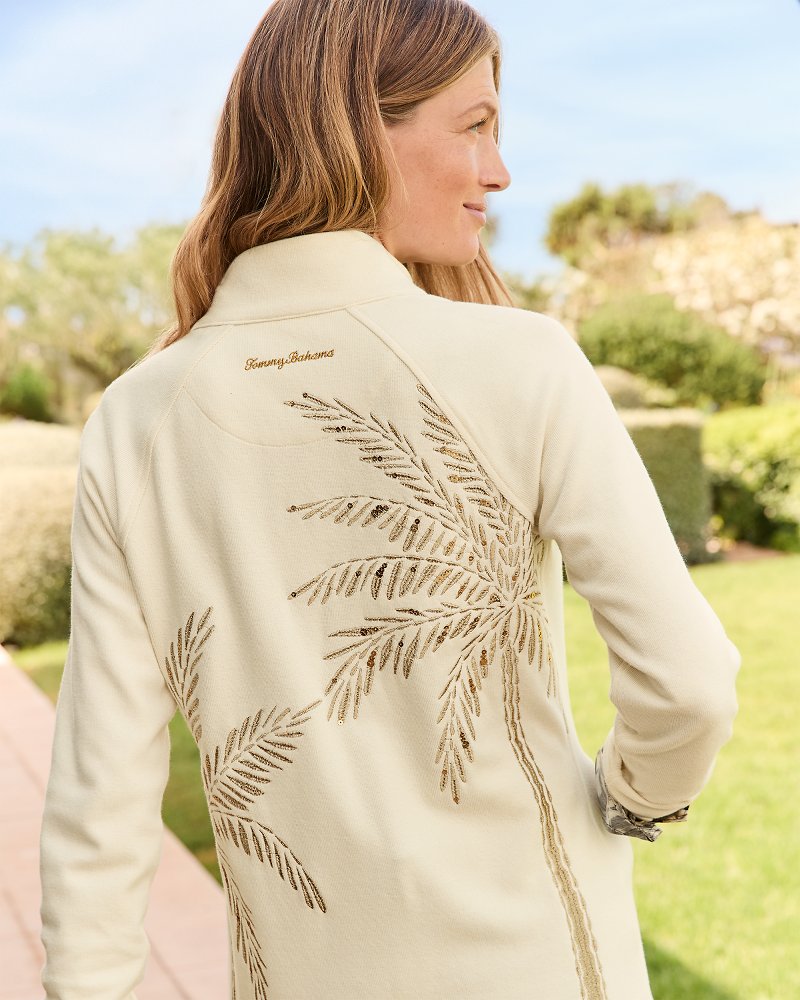 Tommy Bahama | Aruba Portico Palma Embroidered Full-Zip Sweatshirt / Coconut