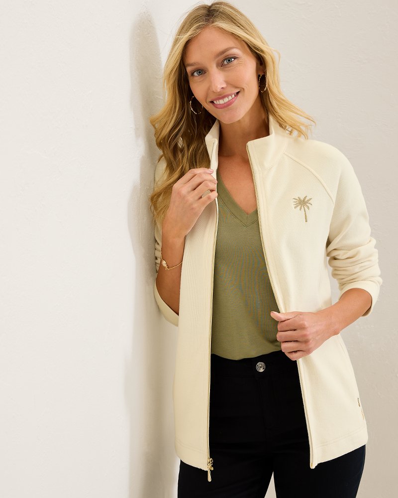 Tommy Bahama | Aruba Portico Palma Embroidered Full-Zip Sweatshirt / Coconut