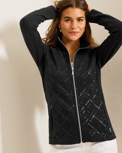 Tommy Bahama | Aruba Diamond Days Embroidered Full-Zip Sweatshirt / Black
