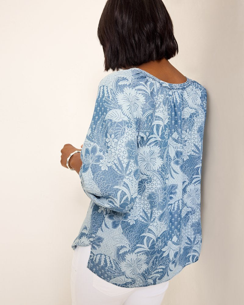 Tommy Bahama | Secret Inlet 3/4-Sleeve Top / Med Marina Wash
