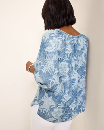Tommy Bahama | Secret Inlet 3/4-Sleeve Top / Med Marina Wash