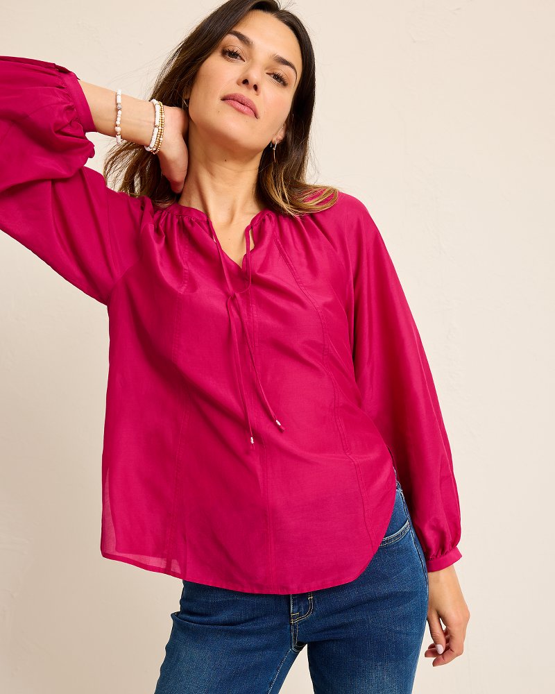 Tommy Bahama | Agua Amara Seamed Peasant Top / Pink Papaya