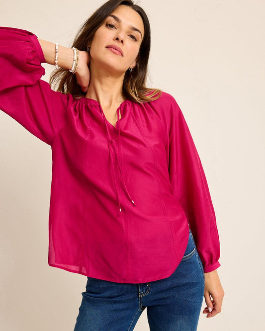 Tommy Bahama | Agua Amara Seamed Peasant Top / Pink Papaya