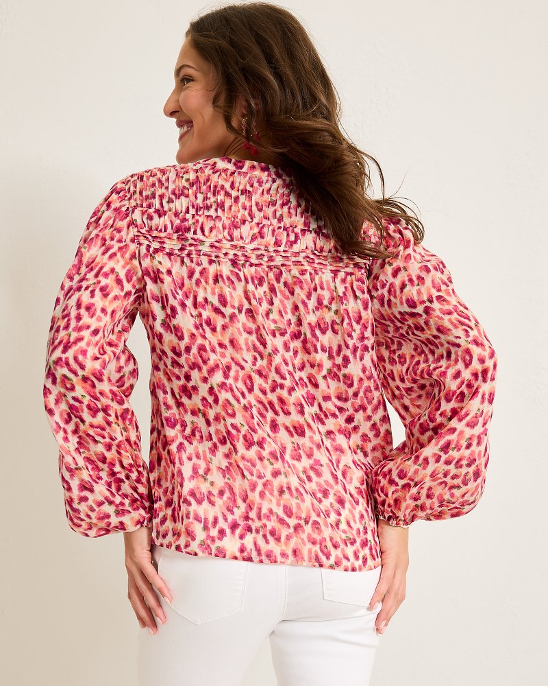 Tommy Bahama | Jeweled Jaguar Pintuck Blouse / Bleached Sand
