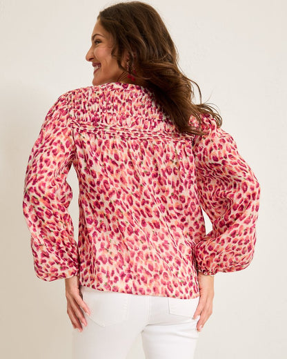 Tommy Bahama | Jeweled Jaguar Pintuck Blouse / Bleached Sand