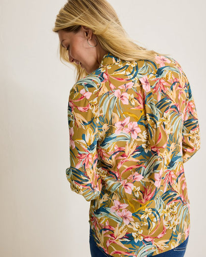 Tommy Bahama | Flora Amora Long-Sleeve Silk Shirt / Greek Olive