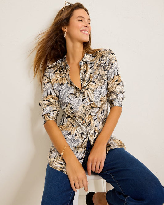 Tommy Bahama | Grand Canal Long-Sleeve Silk Shirt / Black