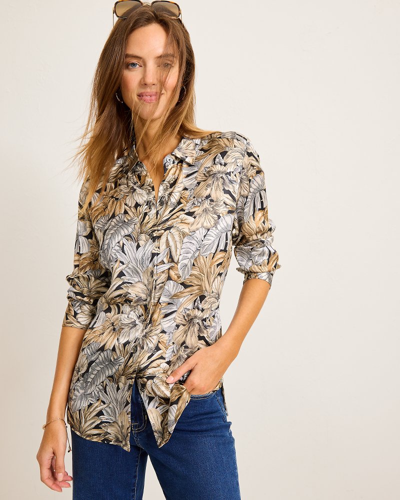 Tommy Bahama | Grand Canal Long-Sleeve Silk Shirt / Black