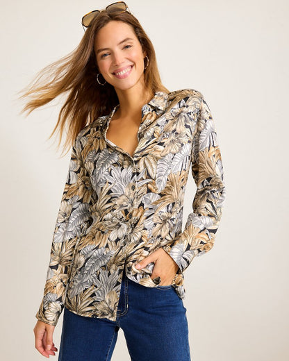 Tommy Bahama | Grand Canal Long-Sleeve Silk Shirt / Black