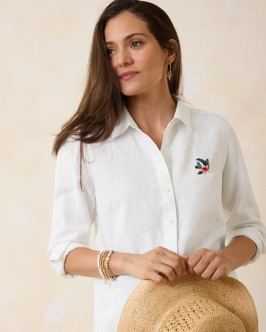 Tommy Bahama | Coastalina Coastal Palms Linen Shirt / White
