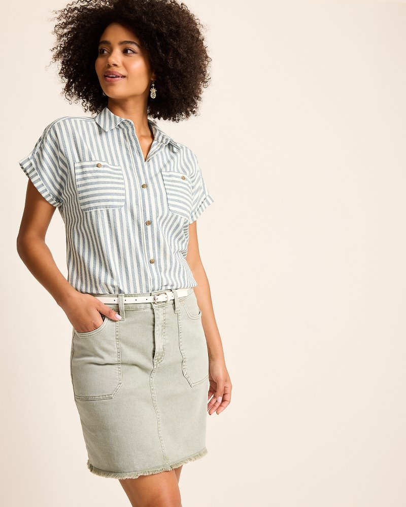 Tommy Bahama | Seaway Stripe Coastal Twill Shirt / Seacoast Wash