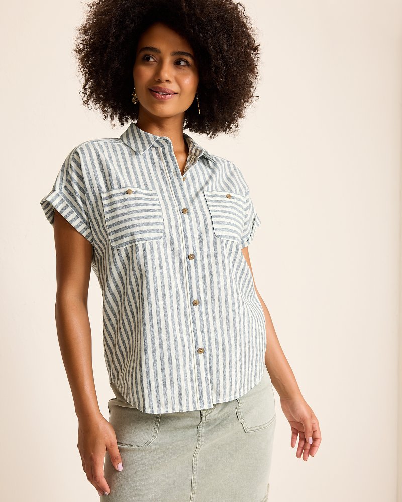 Tommy Bahama | Seaway Stripe Coastal Twill Shirt / Seacoast Wash