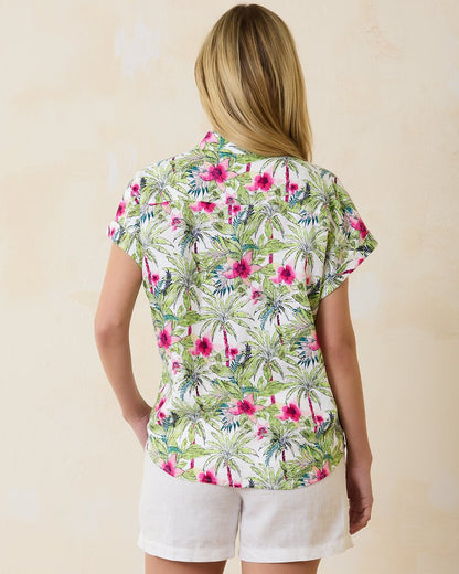 Tommy Bahama | Coastalina Coastal Palms Linen Camp Shirt / White