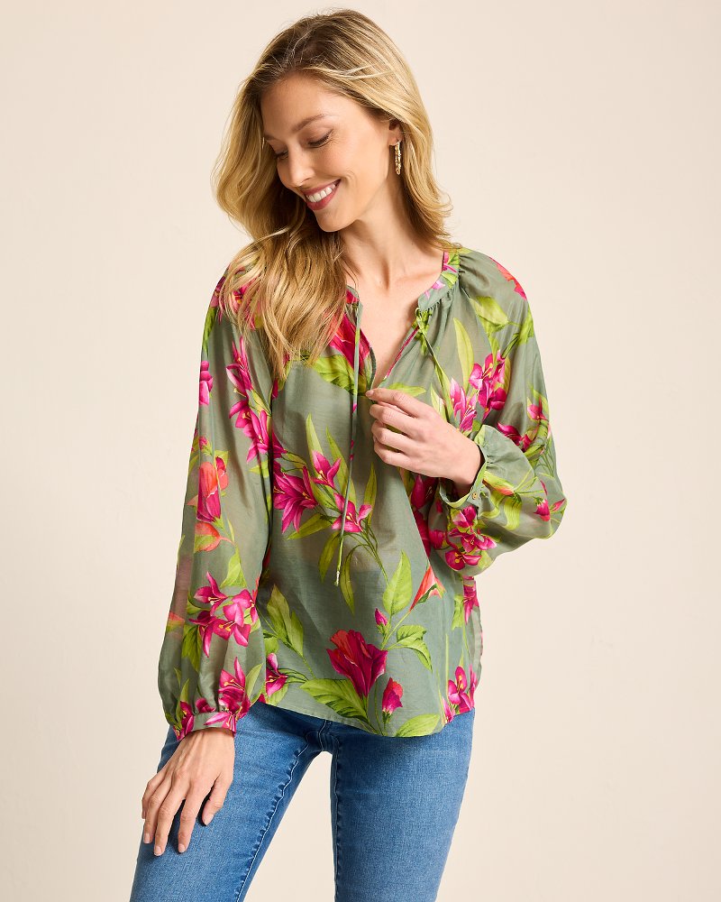 Tommy Bahama | Agua Amara Lavish Blooms Peasant Top / Tea Leaf