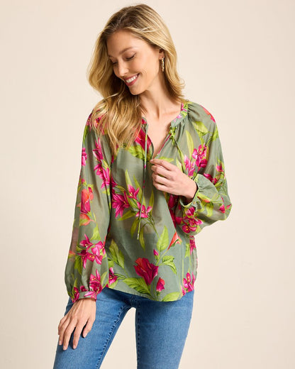 Tommy Bahama | Agua Amara Lavish Blooms Peasant Top / Tea Leaf