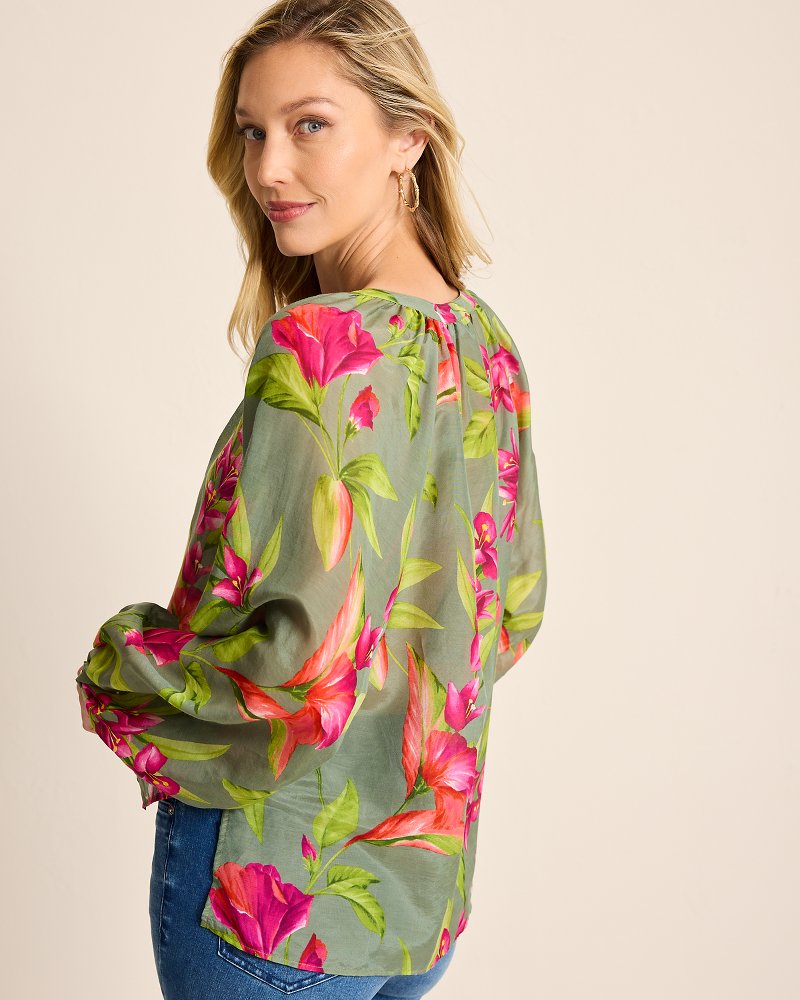 Tommy Bahama | Agua Amara Lavish Blooms Peasant Top / Tea Leaf