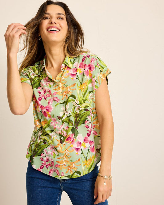 Tommy Bahama | Orchid Bay Silk Camp Shirt / Polished Pine