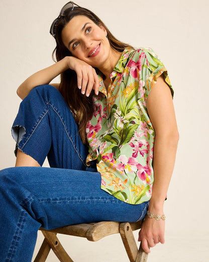 Tommy Bahama | Orchid Bay Silk Camp Shirt / Polished Pine