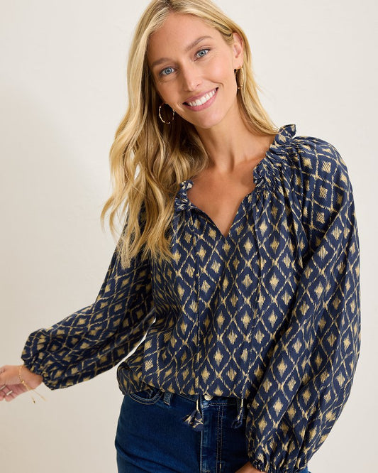 Tommy Bahama | Diamond Cay Smocked Peasant Top / Coastline