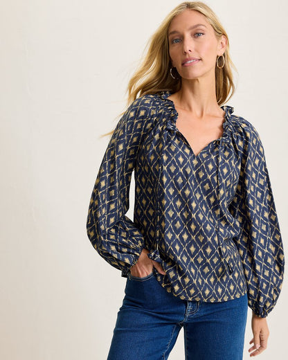 Tommy Bahama | Diamond Cay Smocked Peasant Top / Coastline