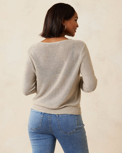 Tommy Bahama | Cedar Linen Long-Sleeve V-Neck Sweater / Natural