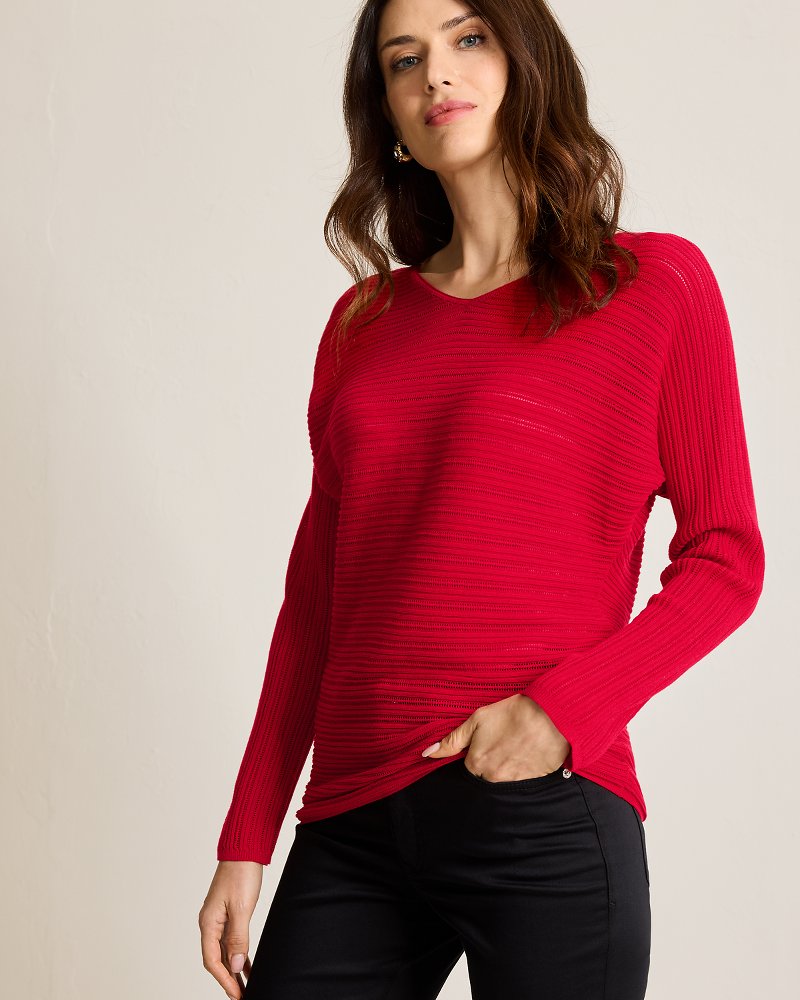 Tommy Bahama | Jewel Bay Sequin V-Neck Sweater / Tango Red