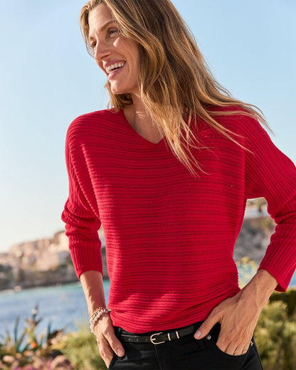 Tommy Bahama | Jewel Bay Sequin V-Neck Sweater / Tango Red