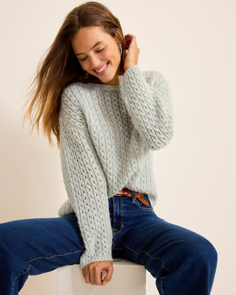 Tommy Bahama | Shimmer Cable Boat-Neck Sweater / Metallic Silver