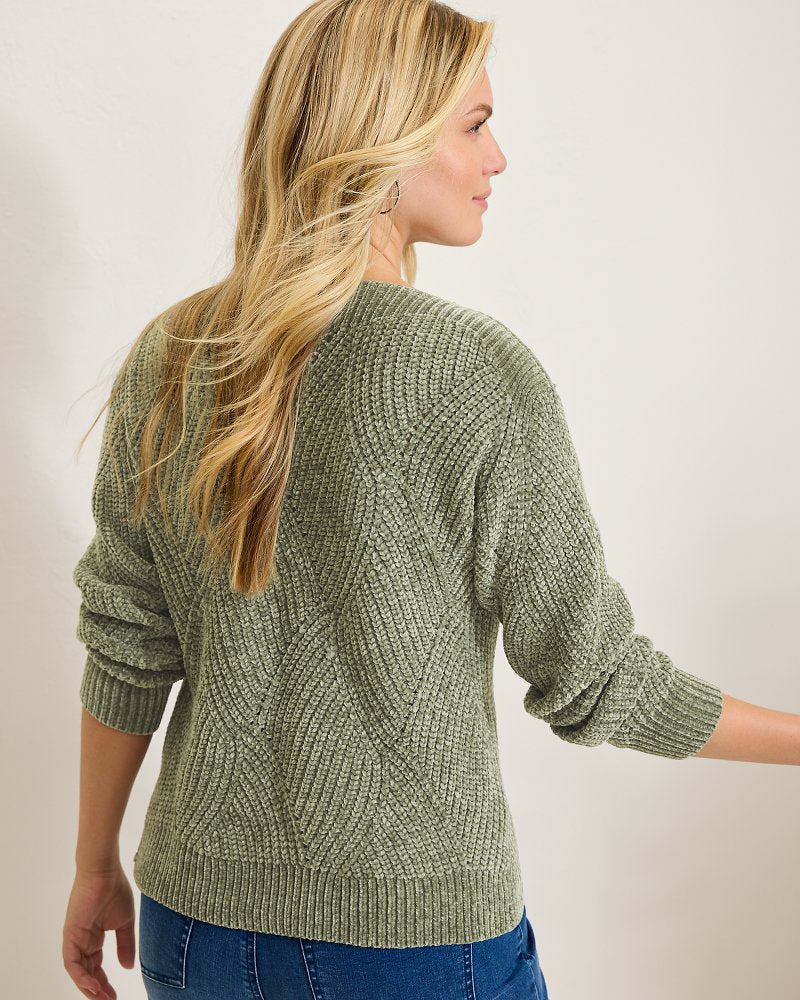 Tommy Bahama | Island Luna Chenille Shell Stitch Boat-Neck Sweater / Seagrass