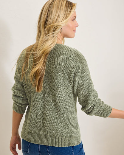 Tommy Bahama | Island Luna Chenille Shell Stitch Boat-Neck Sweater / Seagrass