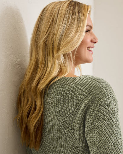Tommy Bahama | Island Luna Chenille Shell Stitch Boat-Neck Sweater / Seagrass