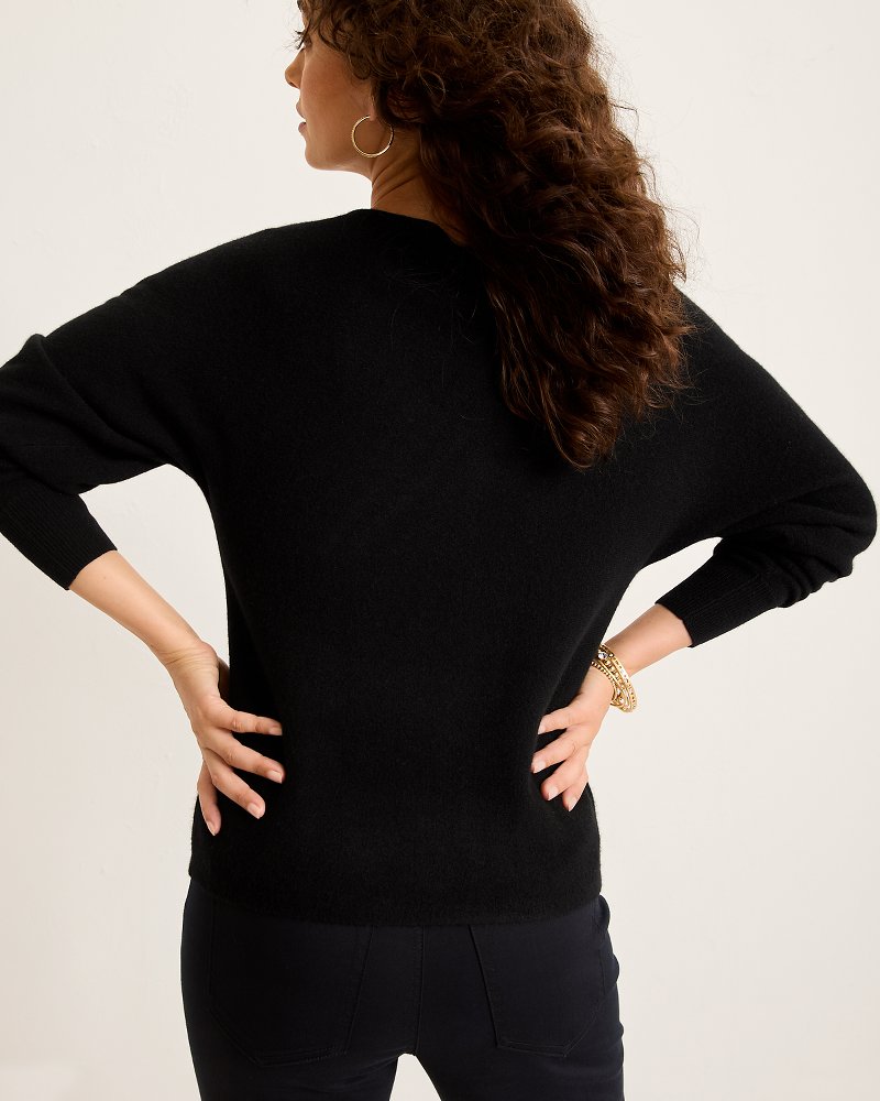 Tommy Bahama | Embellished Pineapple Cashmere-Blend Sweater / Black