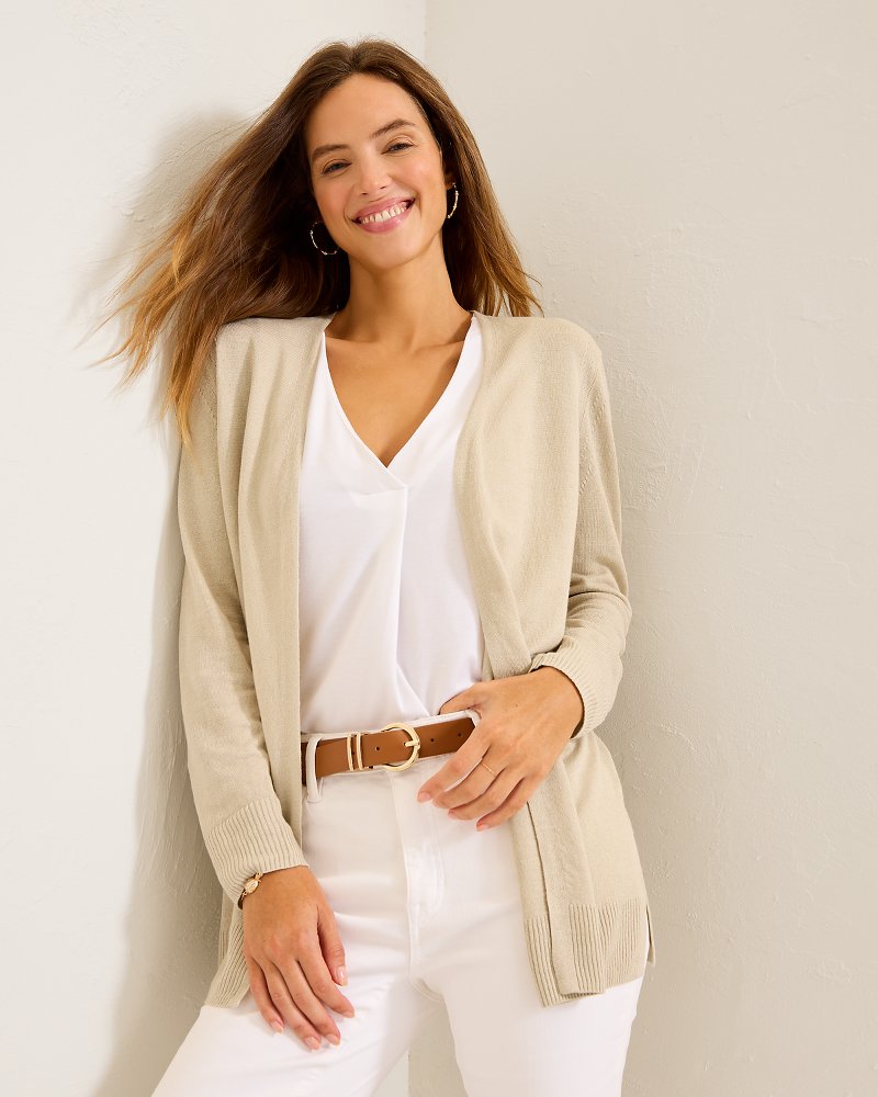 Tommy Bahama | Addison Beach Linen-Blend Cardigan / Pure Khaki
