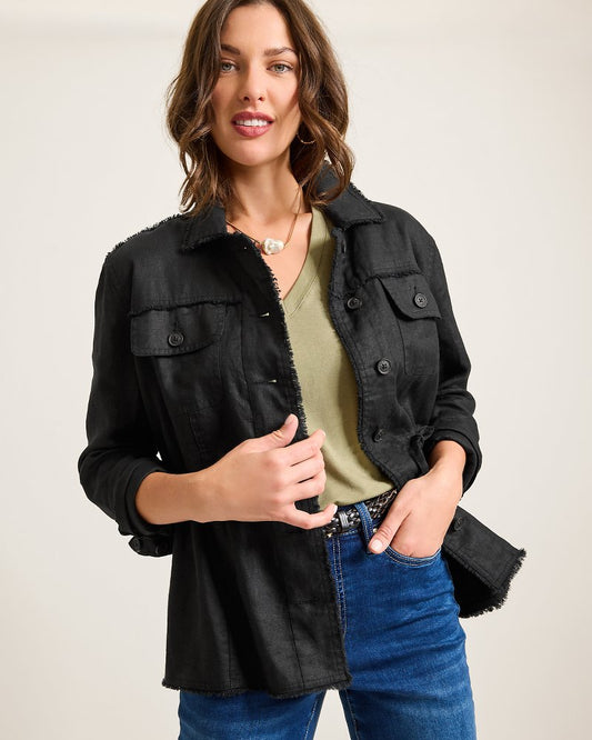 Tommy Bahama | Two Palms Linen Raw-Edge Utility Jacket / Black