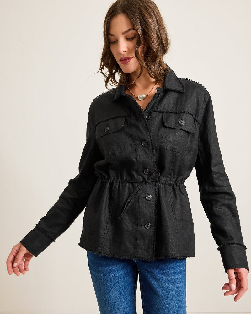 Tommy Bahama | Two Palms Linen Raw-Edge Utility Jacket / Black