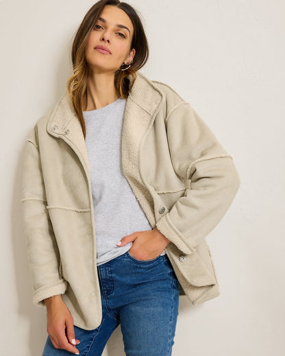 Tommy Bahama | Reversible Faux Shearling Coat / Oatmeal