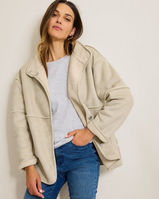 Tommy Bahama | Reversible Faux Shearling Coat / Oatmeal