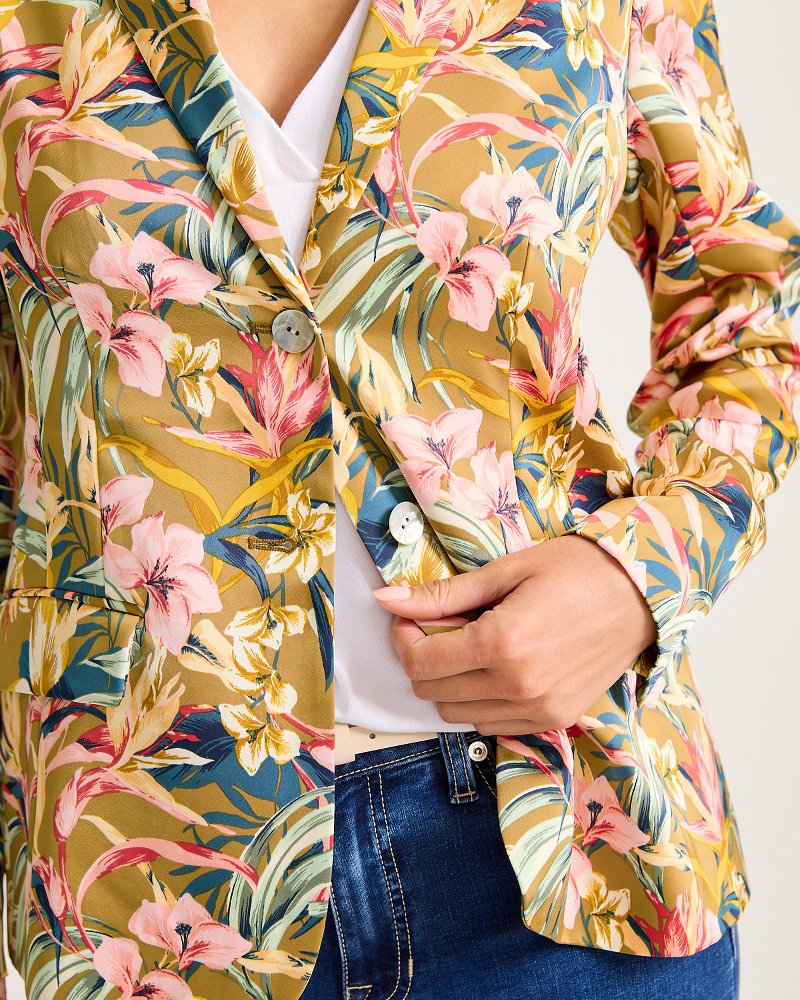 Tommy Bahama | Flora Amora Satin Blazer / Greek Olive