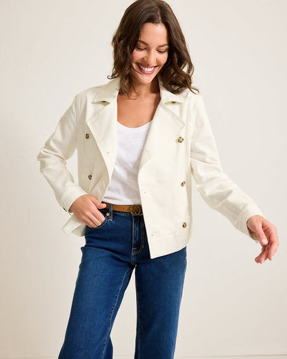 Tommy Bahama | Cotton Twill Cropped Peacoat / White