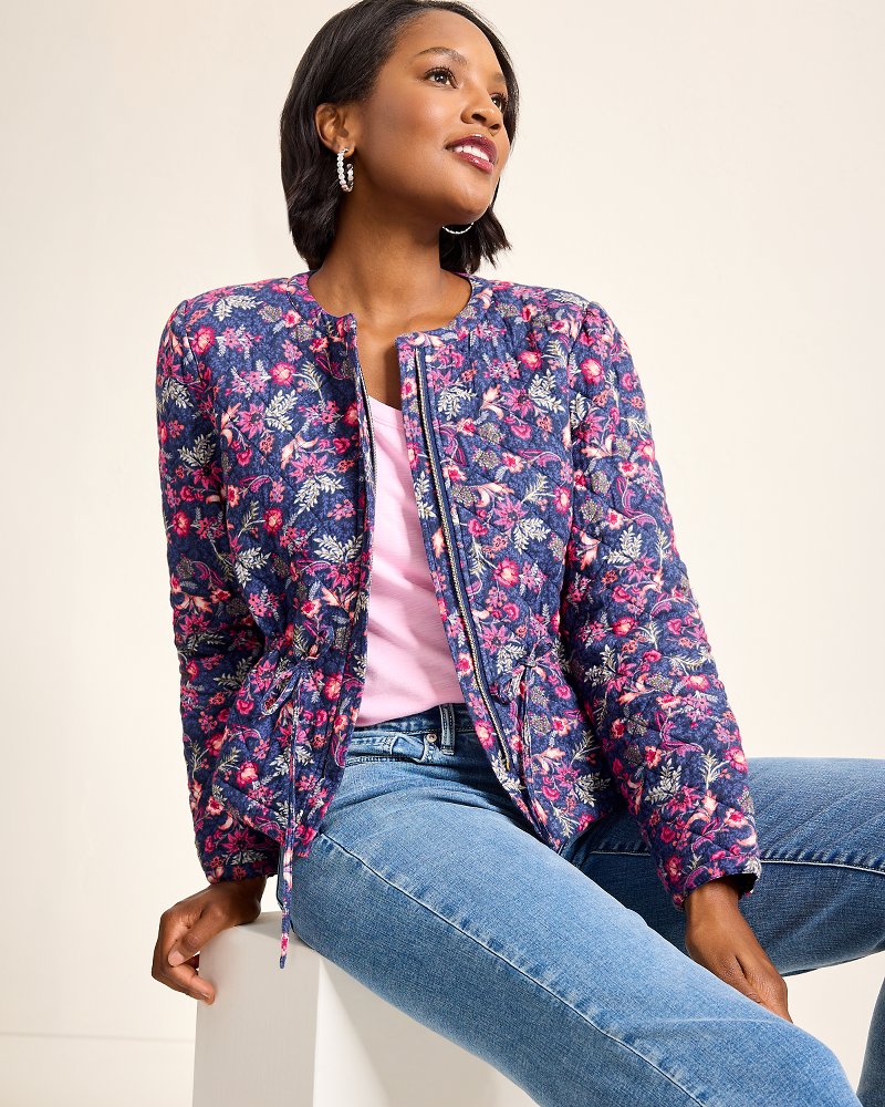 Tommy Bahama | Sweeping Floral Quilted Jacket / Island Navy
